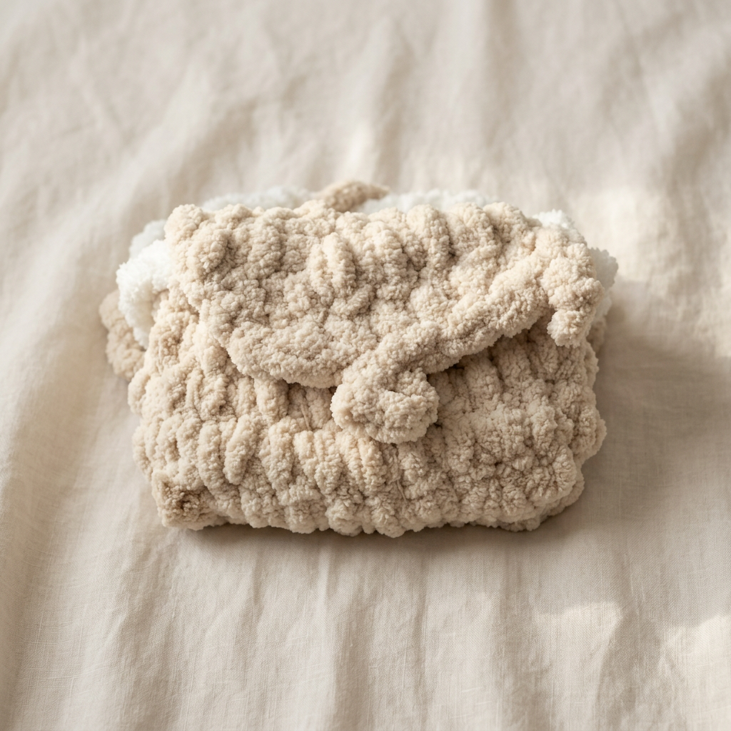Cream Chunky Chenille Clutch